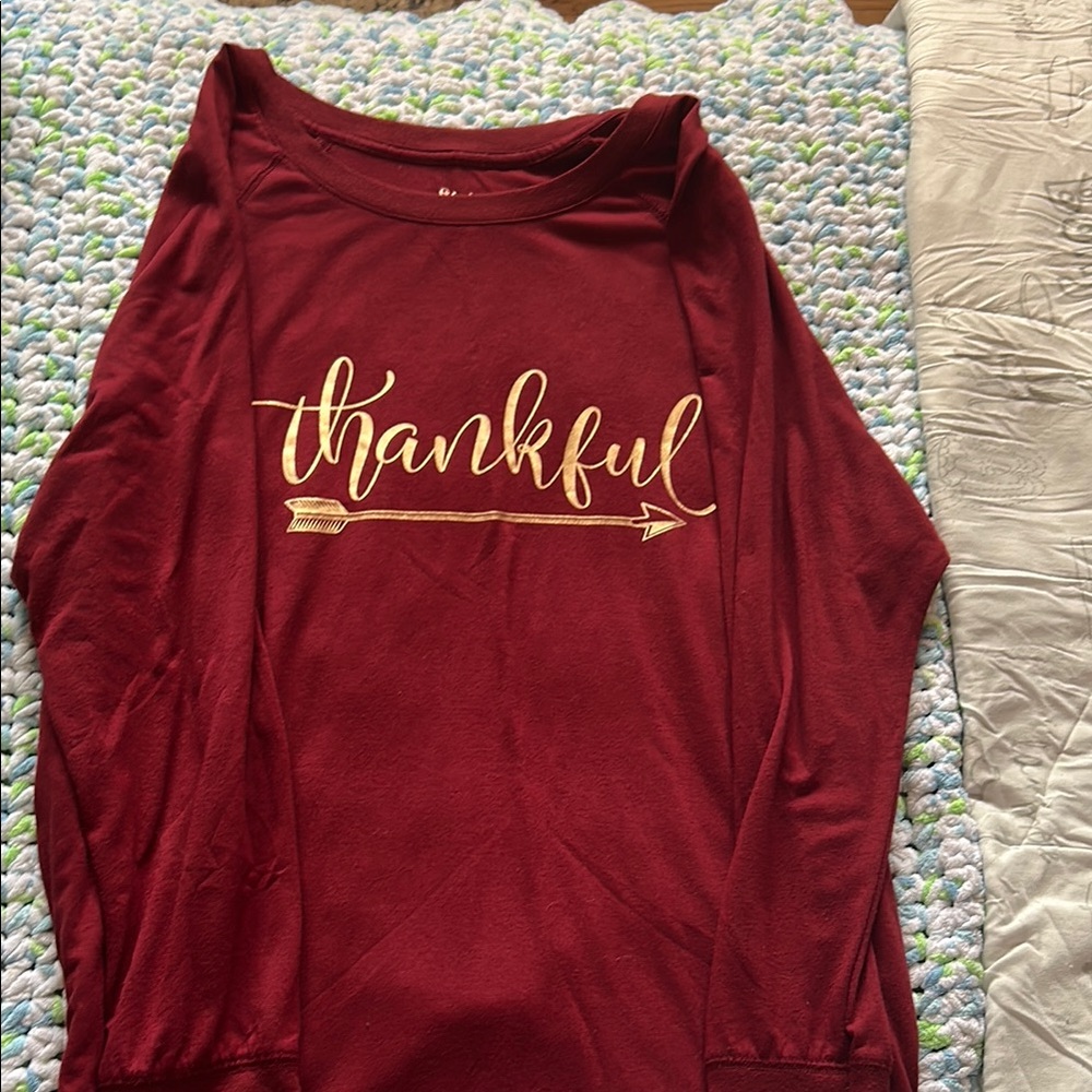 Thankful Burgundy Long Sleeve Shirt